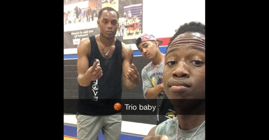 three friends posing for snapchat