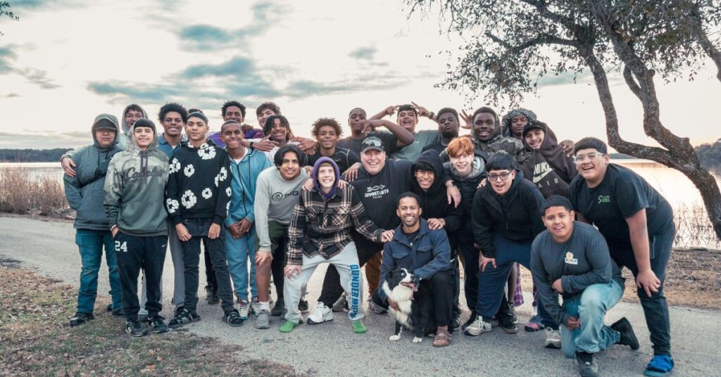group of men together for a church retreat