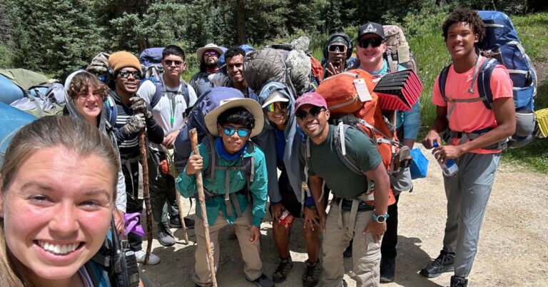 wilderness trek crew getting ready for first big hike