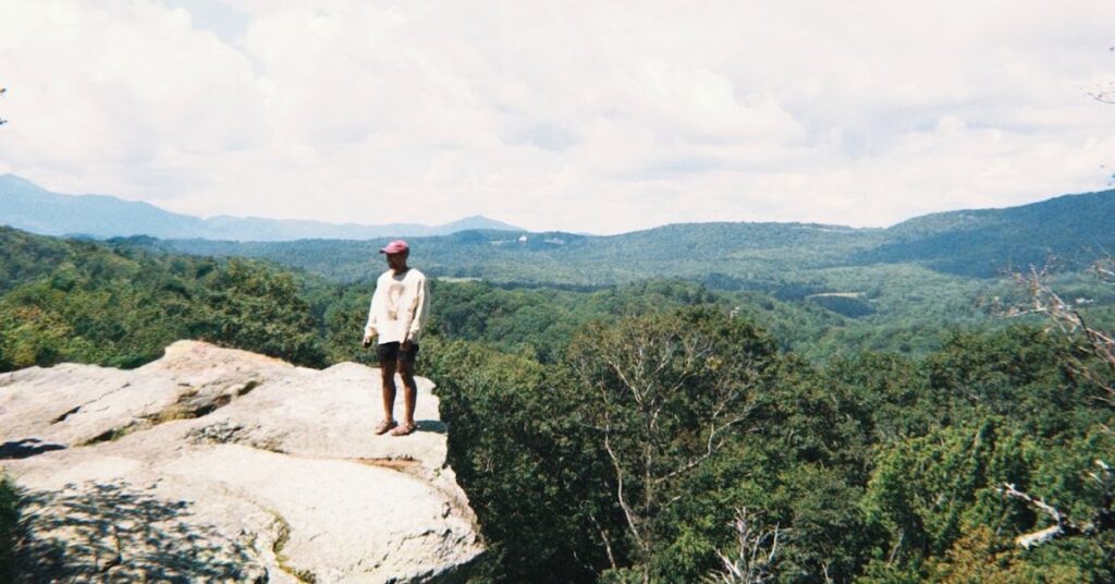 standing alone on a cliff top in North Carolina