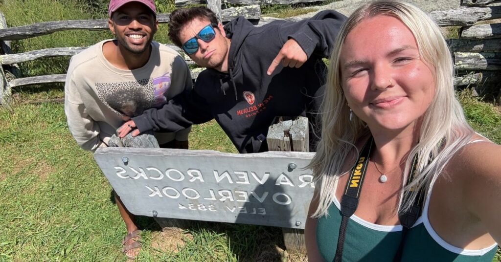 north Carolina road trip three friends at an overlook