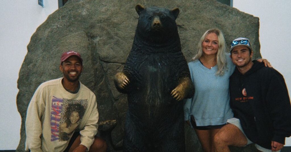 three friends and a fake bear